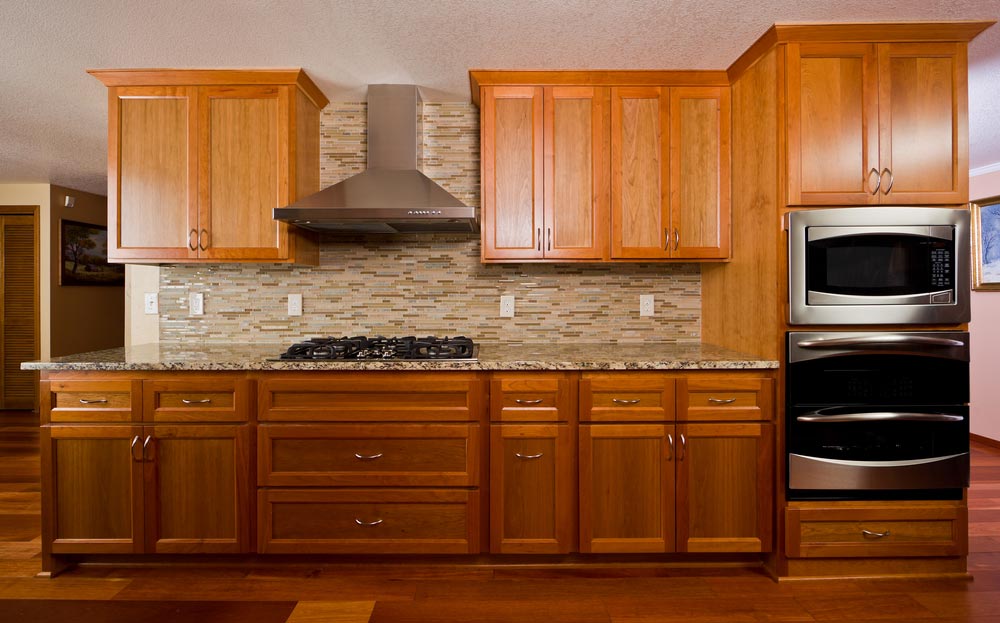 Custom Kitchen Interior With Wooden Cabinets
